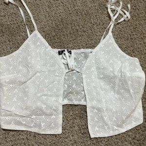 White open tie tank top